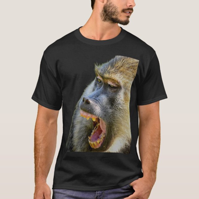 Camisa Selvagem e Ousada com Estampa de Babuíno (Frente)