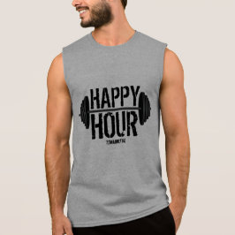 Camisa Sem Manga Feliz Horas Levantando Barbell Gym Workout Mens