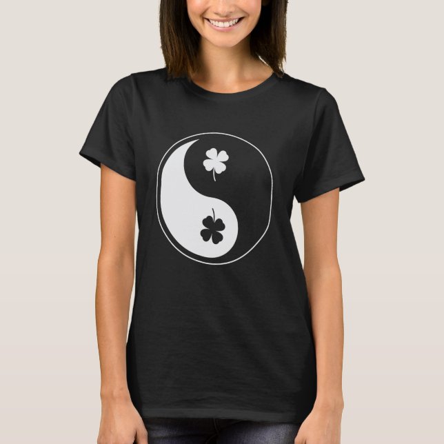 Camisa Shamrock Yin Yang Ioga Meditação St Patrick (Frente)