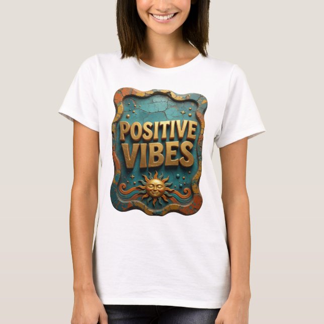 Camisa Sharp Gold POSITIVE VIBES Slogan (Frente)