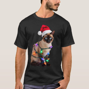 Camisa Siamês Gato Luzes de Natal Xmas Amante do G