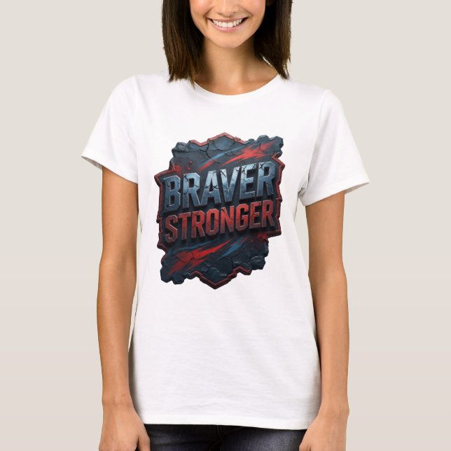 Camisa Sleek Silver BRAVER STRONGER Design (Frente)