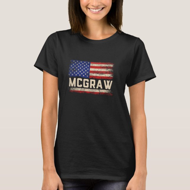 Camisa Sobrenome McGraw Nome McGraw Bandeira Ameri (Frente)