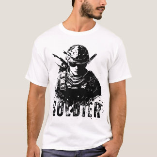 Camisa Soldado - Design Militar Negrito