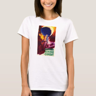 Camisa soviética do poster da propaganda do espa