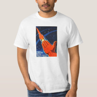 Camisa soviética do poster da propaganda do espaço