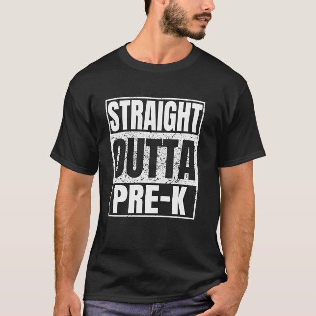 Camisa Straight Outta Pré-K Meninas Meninos Format (Frente)