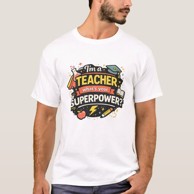  Camisa Superpoder do Professor Presente Divertido (Frente)