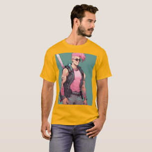 Camisa T amarela e cor-de-rosa vibrante Negrito e