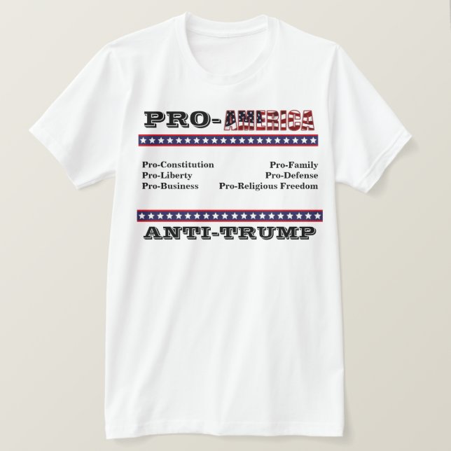 Camisa T ANTI-TRUMP PRO-AMÉRICA (Frente do Design)