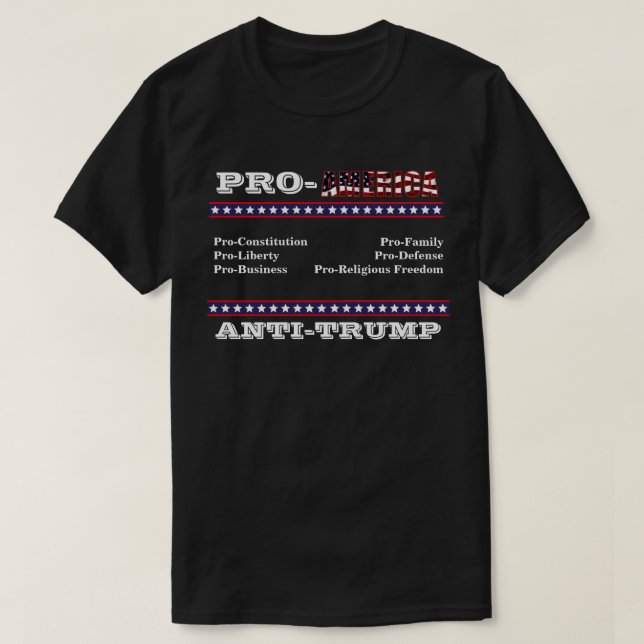 Camisa T ANTI-TRUMP PRO-AMÉRICA (Frente do Design)