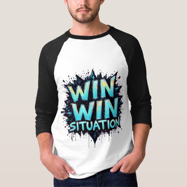 Camisa T básica de 3/4 Capa Raglan para homens com (Frente)