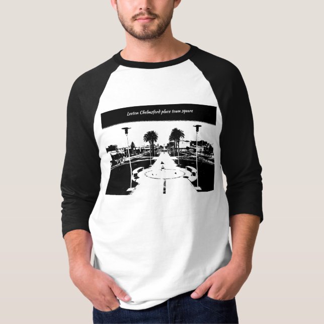 Camisa T básica de 3/4 Capas de Raglan masculina (Frente)