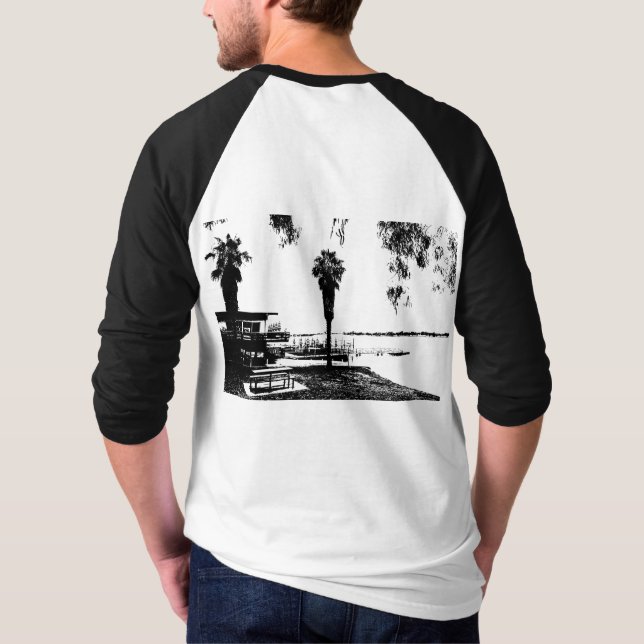 Camisa T básica de 3/4 Capas de Raglan masculina (Verso)