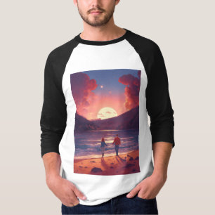 Camisa T básica de 3/4 Capas de Raglan masculina