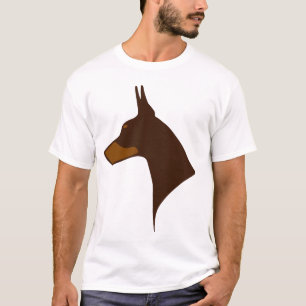 Camisa T - Cabeça Doberman Cortada em Vermelho e 