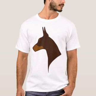 Camisa T - Cabeça Doberman Cortada em Vermelho e F
