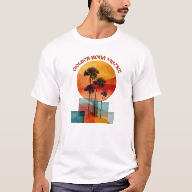 Camisa T - Camisa das Palmeiras sunset da hora do  (Frente)