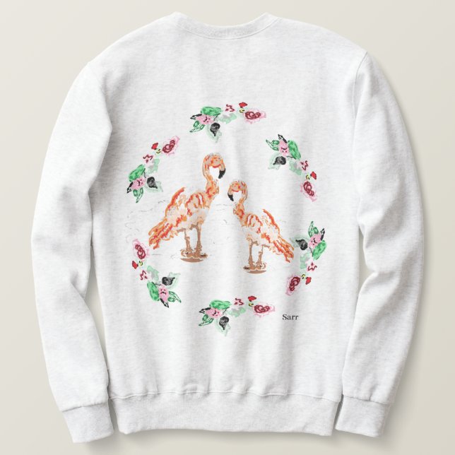 Camisa T / Camisa Sweatshirt : Flamingos com Vinha (Verso do Design)