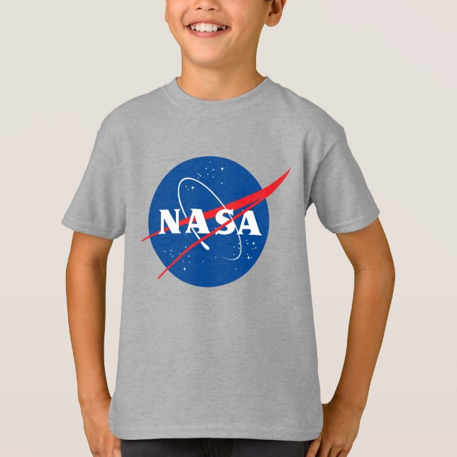 Camisa T-Cinza Icônica da NASA Kids' Moon (XS-XL) (Frente)