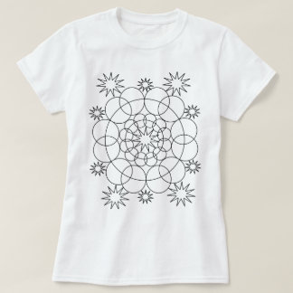 Camisa T - Círculos e Estrelas Mandala para Cor