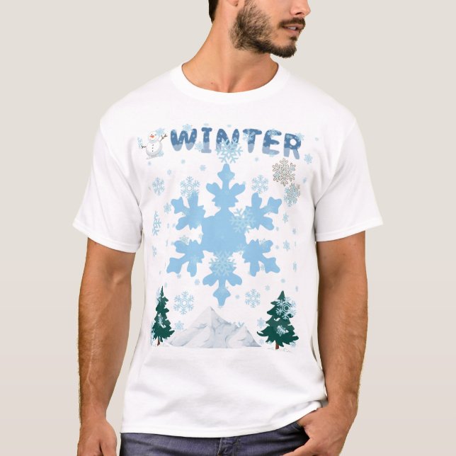 Camisa T com Design de inverno (Frente)