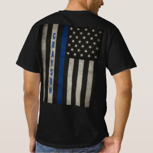 Camisa T com Sinalizador de Linha Azul Fino Person