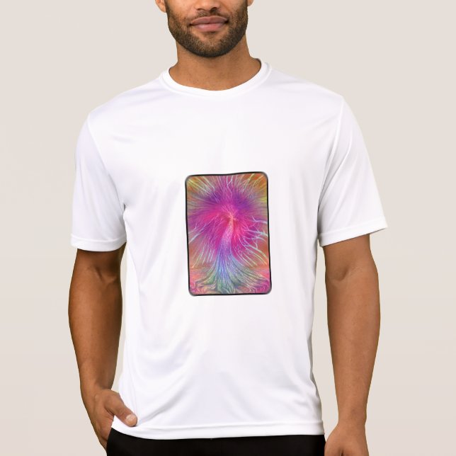 Camisa T da Árvore Arco-Íris Bordada Preta (Frente)