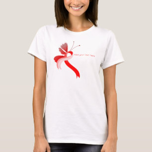 Camisa T da borboleta de consciência vermelha e b