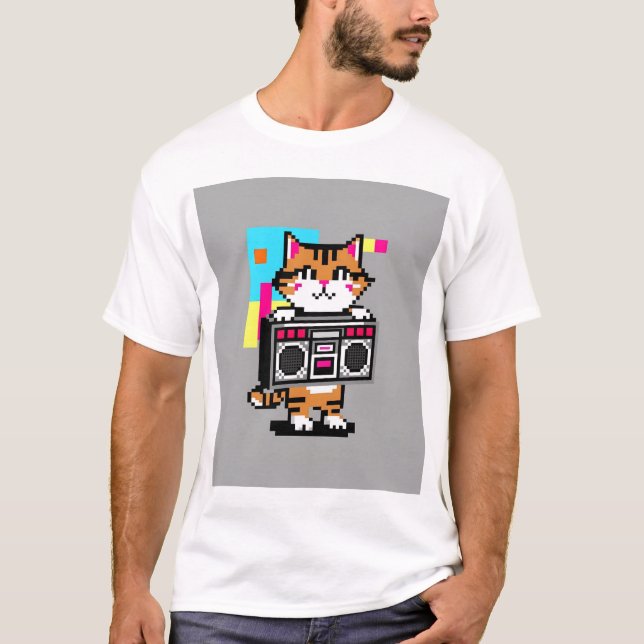 Camisa T Da Caixa De Gato De Retrô Bonito - Presen (Frente)