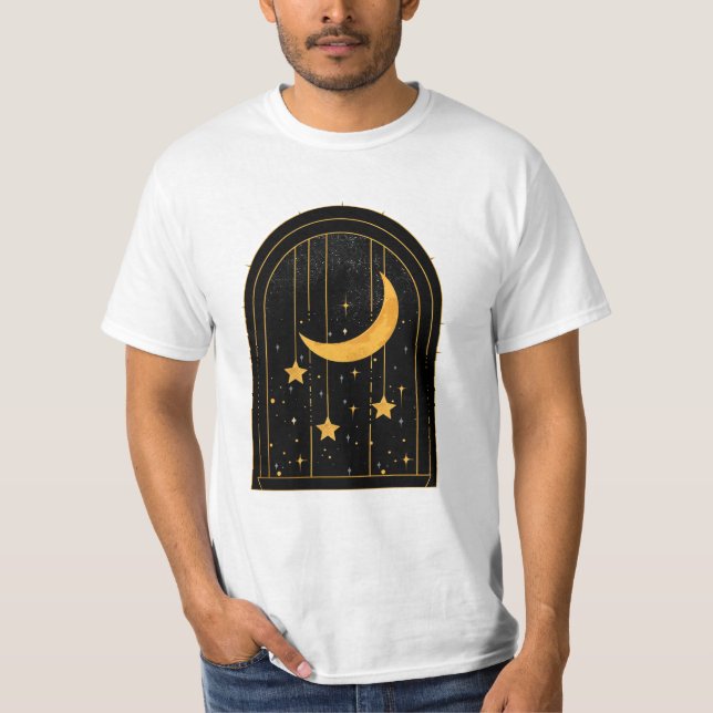 Camisa T da Lua Mística e Estrelas (Frente)