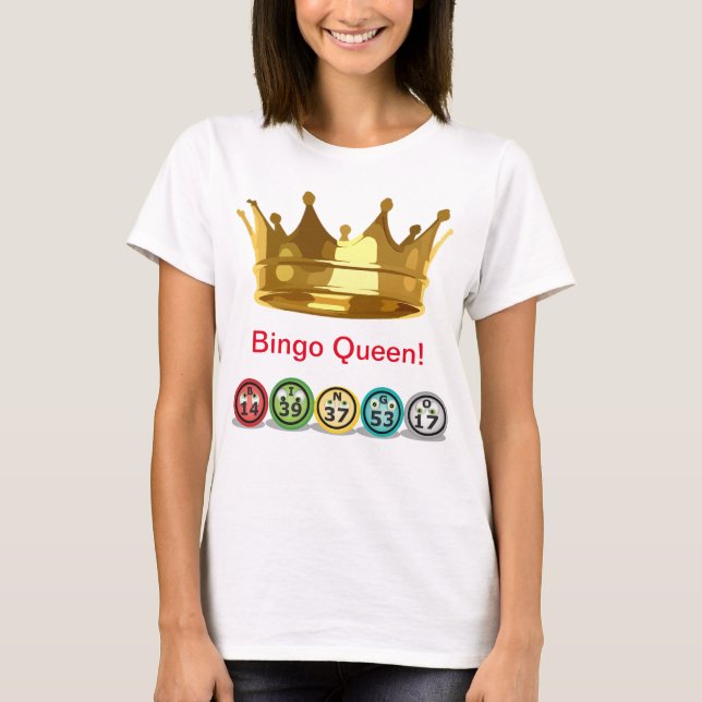Camisa T da Rainha do Bingo Editável (Frente)