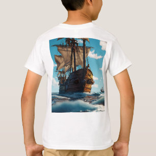 Camisa T de Animação 3D de Aventura de Navio Pirat