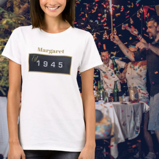 Camisa T de aniversário de 1945 com 80 de nome per (Criador carregado)