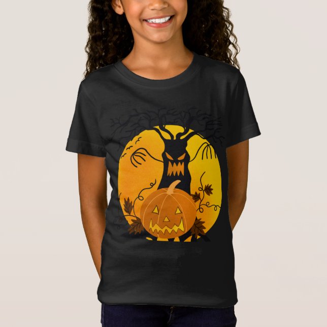 Camisa T de árvore assustadora do Halloween (Frente)