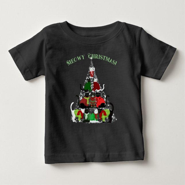 Camisa T de Árvore de Natal de Gatinho bonito (Frente)