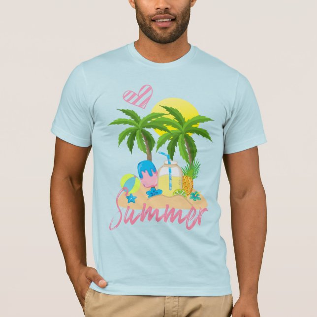 Camisa-T de Camisa de Amor de Verão Tropical (Frente)