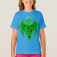 Camisa T de Criança de Dragão Celular Verde