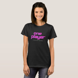 Camisa T de jogador rosa e azul