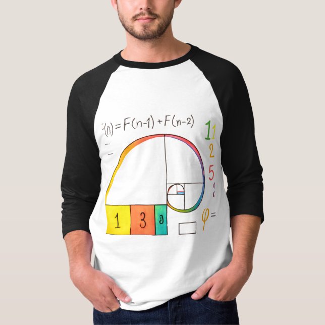 Camisa T de Matemática de Sequência Fibonacci & Ou (Frente)