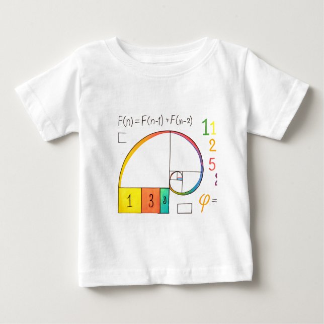 Camisa T de Matemática de Sequência Fibonacci & Ou (Frente)