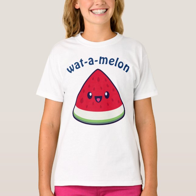 Camisa T de Melancia Kawaii, Sorriso Bonito (Frente)