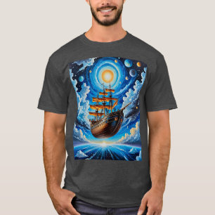 Camisa T de navio pirata espacial celestial