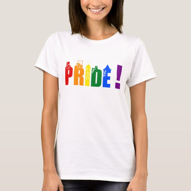 Camisa T do orgulho da cidade do arco-íris LGBT (Frente)