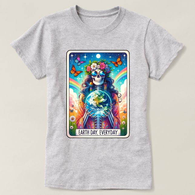 Camisa T do Skeleton Tarot Day (Frente do Design)