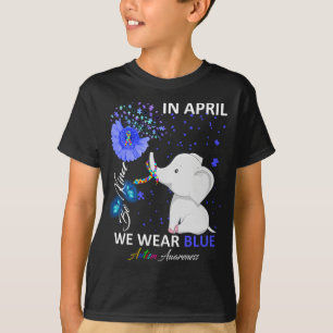 Camisa T Em abril vestimos elefante azul Autismo