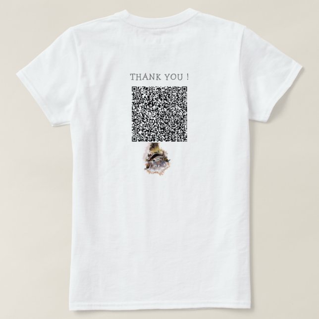 Camisa T engraçada com avestruz e código QR (Verso do Design)