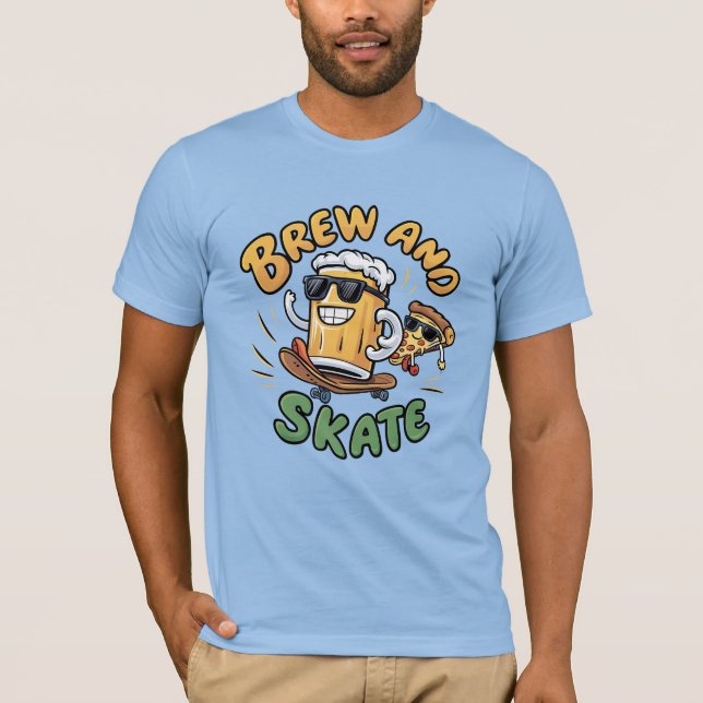 Camisa T Engraçada e Skate (Frente)