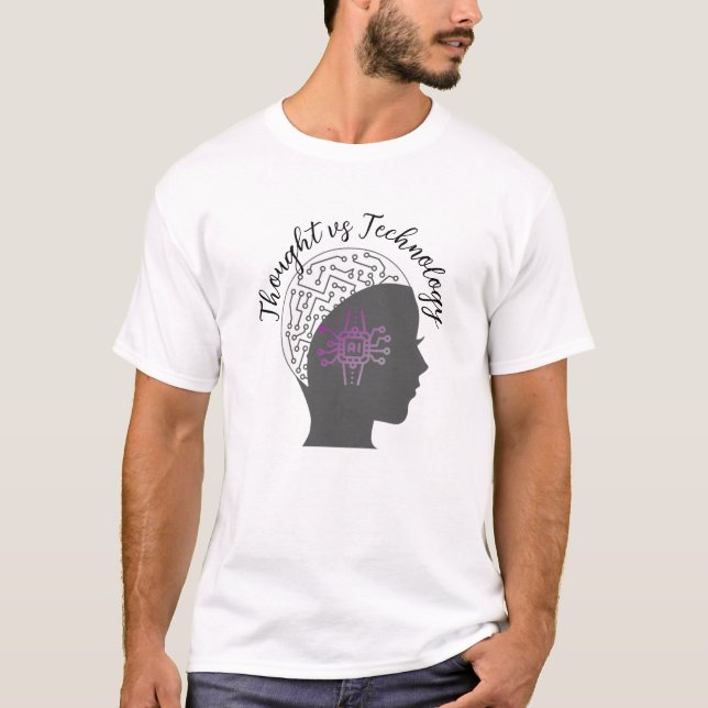 Camisa T futurística "Pensamento vs Tecnologia" (Frente)