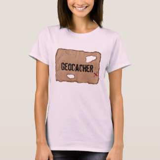 Camisa T: Geocacher (Mapa do tesouro). Cor de Rosa